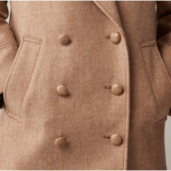 J. Crew Italian Wool-Blend Melton Classic Peacoat CF105 Soft Brown Size 14 NWT - Picture 2 of 6